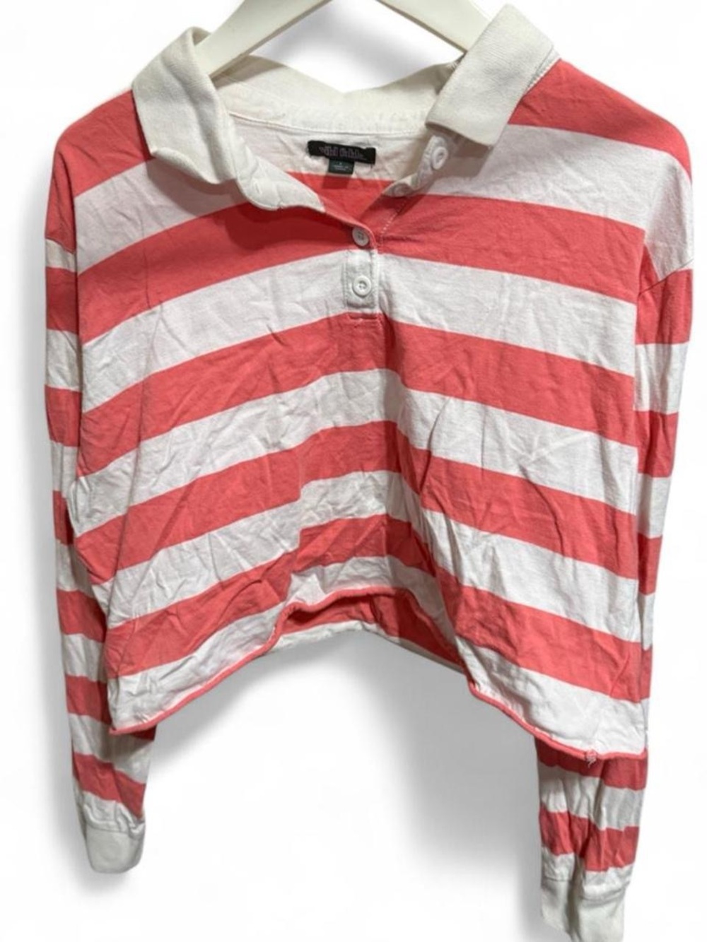 wild fable Coral and White Striped Polo Crop Top
